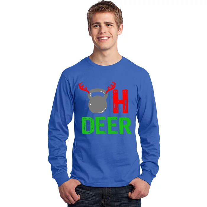 Dumbell Oh Deer Gift Funny Christmas Reindeer Top Long Sleeve Shirt