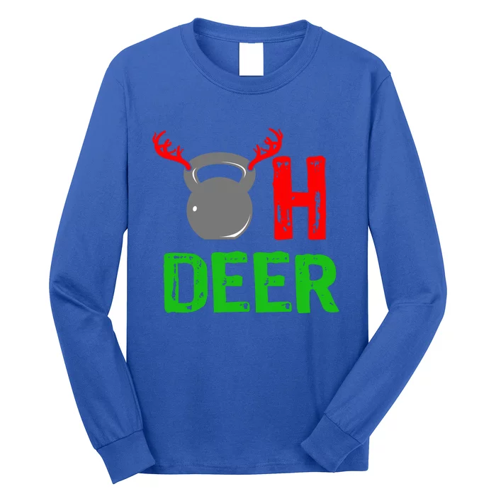 Dumbell Oh Deer Gift Funny Christmas Reindeer Top Long Sleeve Shirt