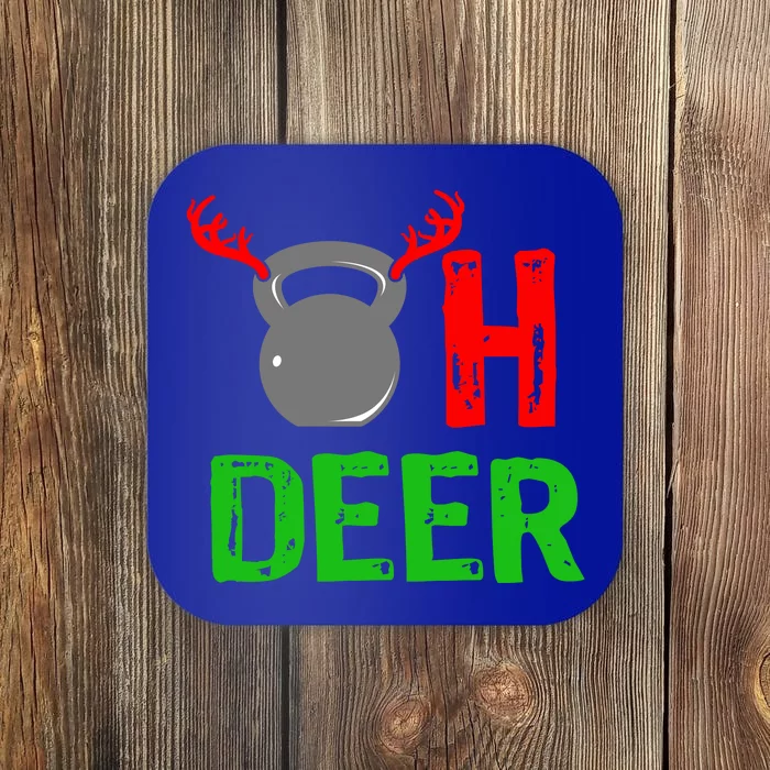 Dumbell Oh Deer Gift Funny Christmas Reindeer Top Coaster