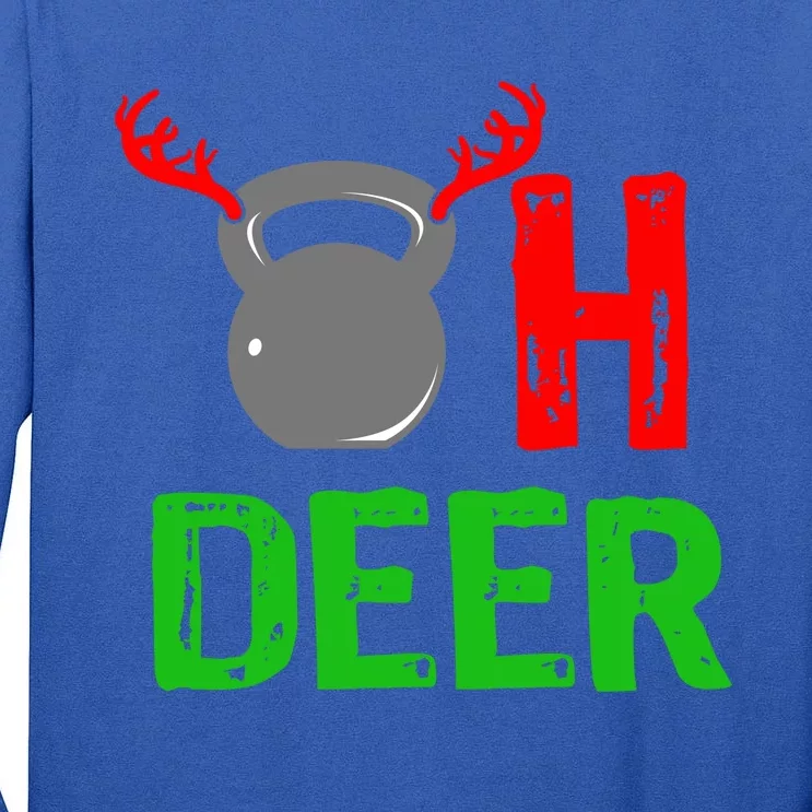 Dumbell Oh Deer Gift Funny Christmas Reindeer Top Tall Long Sleeve T-Shirt