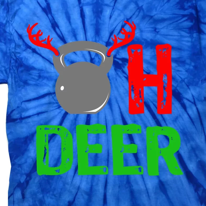 Dumbell Oh Deer Gift Funny Christmas Reindeer Top Tie-Dye T-Shirt