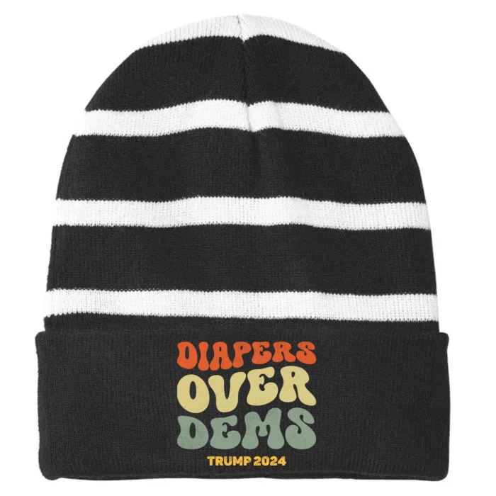 Diapers Over Dems Trump 2024 Striped Beanie with Solid Band