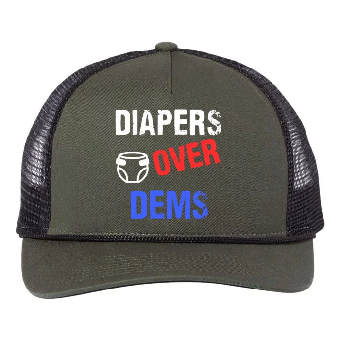 Diapers Over Dems Trump 2024 Funny Retro Rope Trucker Hat Cap