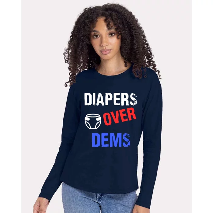 Diapers Over Dems Trump 2024 Funny Womens Cotton Relaxed Long Sleeve T-Shirt