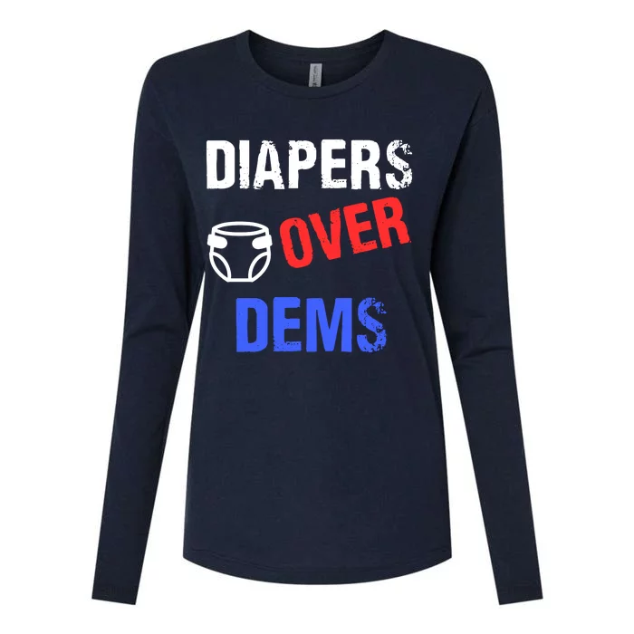 Diapers Over Dems Trump 2024 Funny Womens Cotton Relaxed Long Sleeve T-Shirt