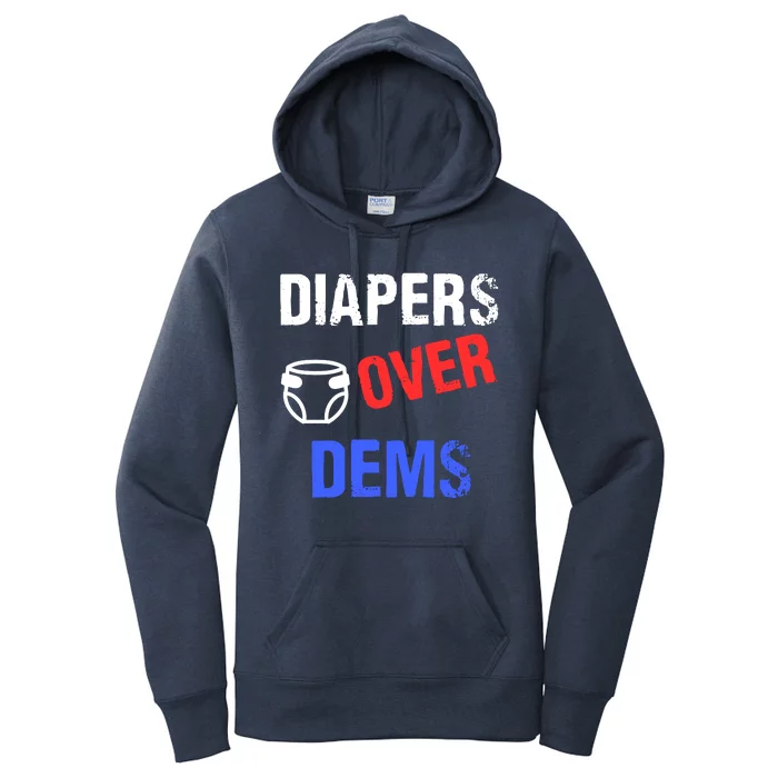 Diapers Over Dems Trump 2024 Funny Women's Pullover Hoodie