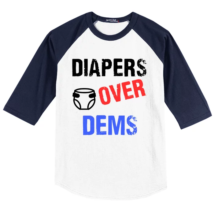 Diapers Over Dems Trump 2024 Funny Baseball Sleeve Shirt