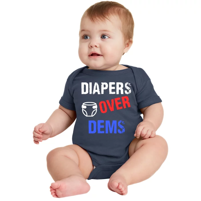 Diapers Over Dems Trump 2024 Funny Baby Bodysuit