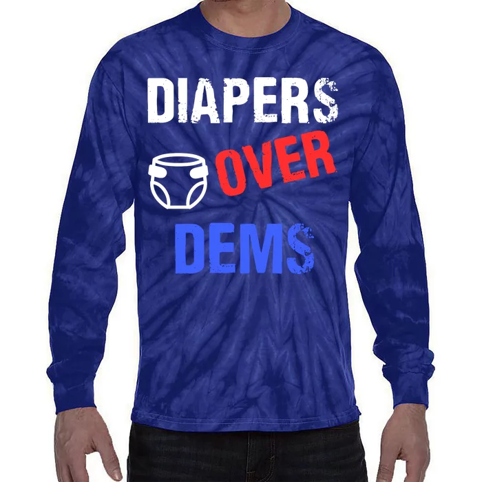 Diapers Over Dems Trump 2024 Funny Tie-Dye Long Sleeve Shirt