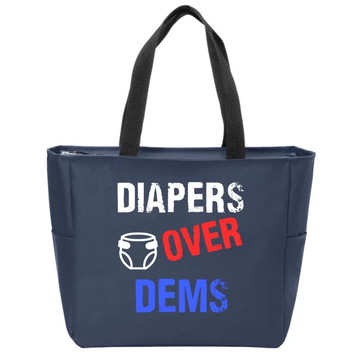 Diapers Over Dems Trump 2024 Funny Zip Tote Bag