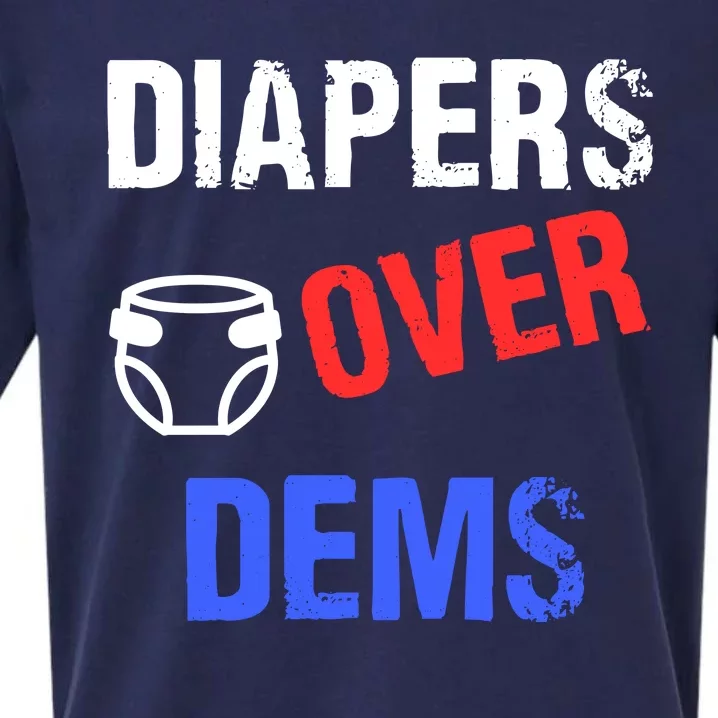 Diapers Over Dems Trump 2024 Funny Sueded Cloud Jersey T-Shirt