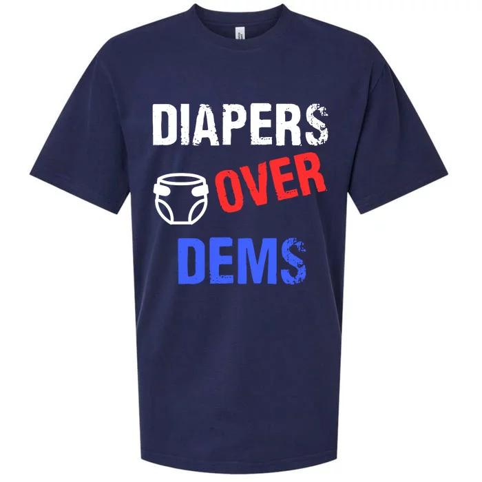 Diapers Over Dems Trump 2024 Funny Sueded Cloud Jersey T-Shirt