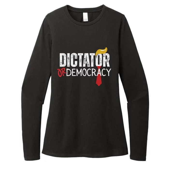 Dictator Or Democracy? Funny Trump Hair Tie Design Womens CVC Long Sleeve Shirt