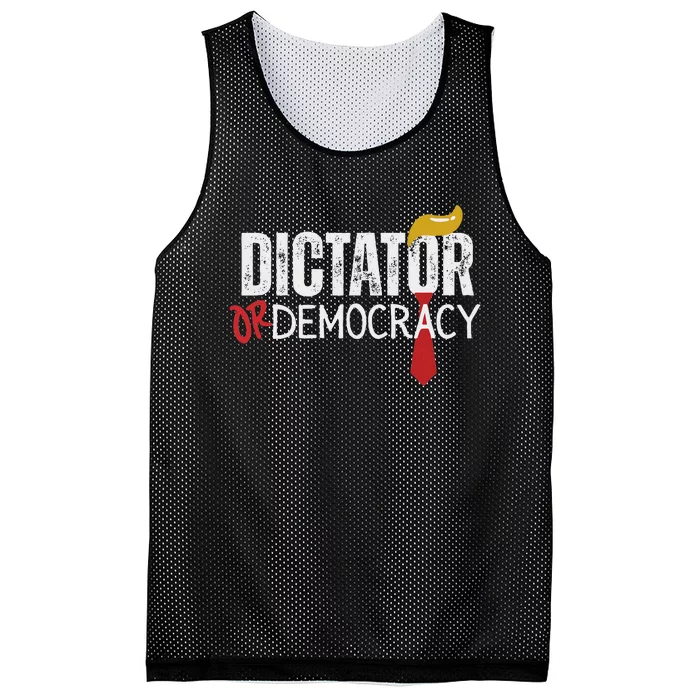 Dictator Or Democracy? Funny Trump Hair Tie Design Mesh Reversible Basketball Jersey Tank