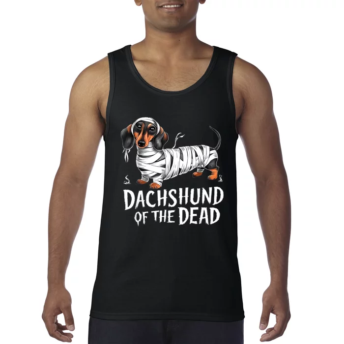 Dachshund Of Dead Halloween Mummy Dog Tank Top