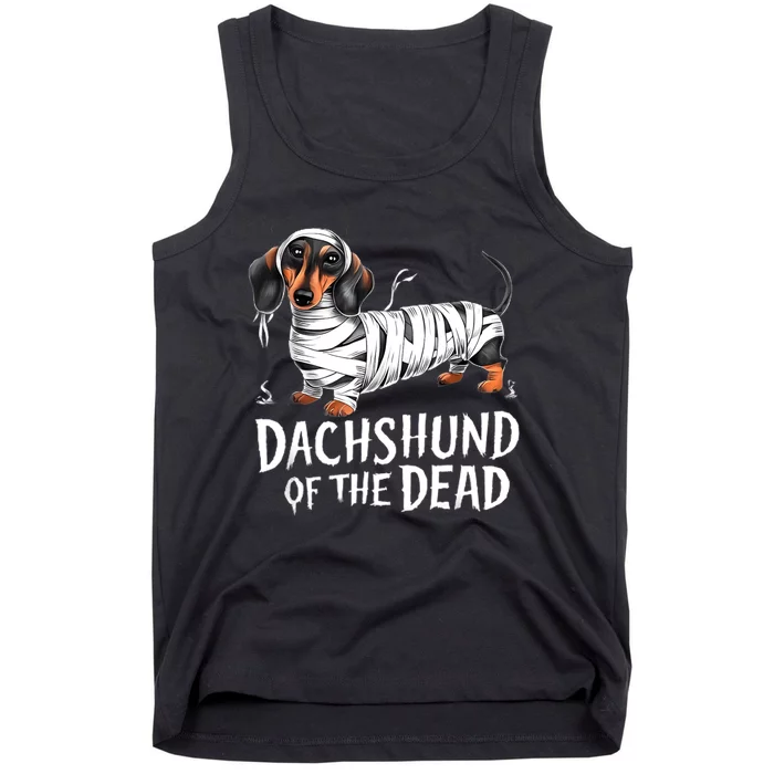 Dachshund Of Dead Halloween Mummy Dog Tank Top