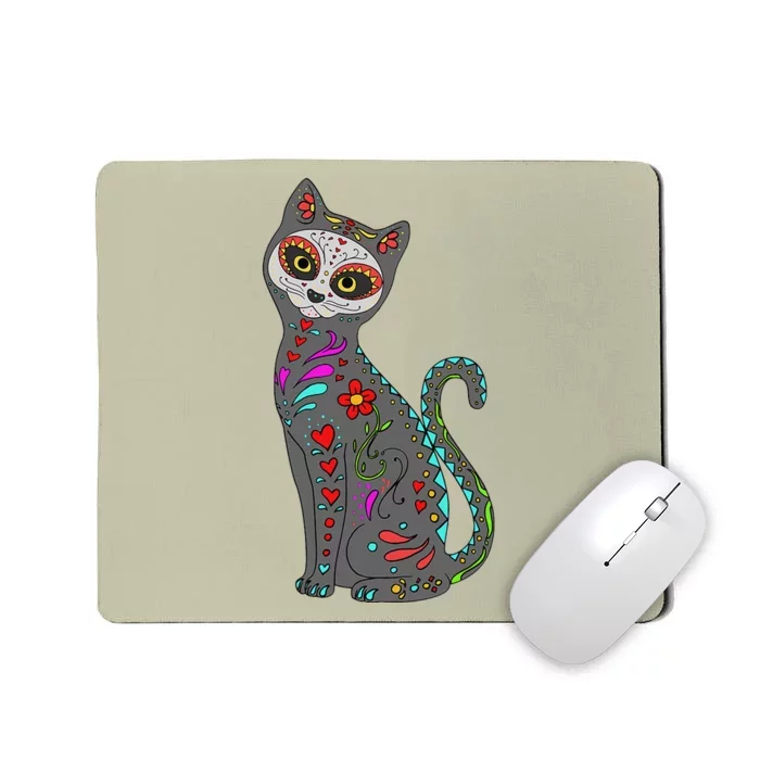 Day Of Dead Cat Mexican Cat Lover Cat Sugar Skull Mousepad