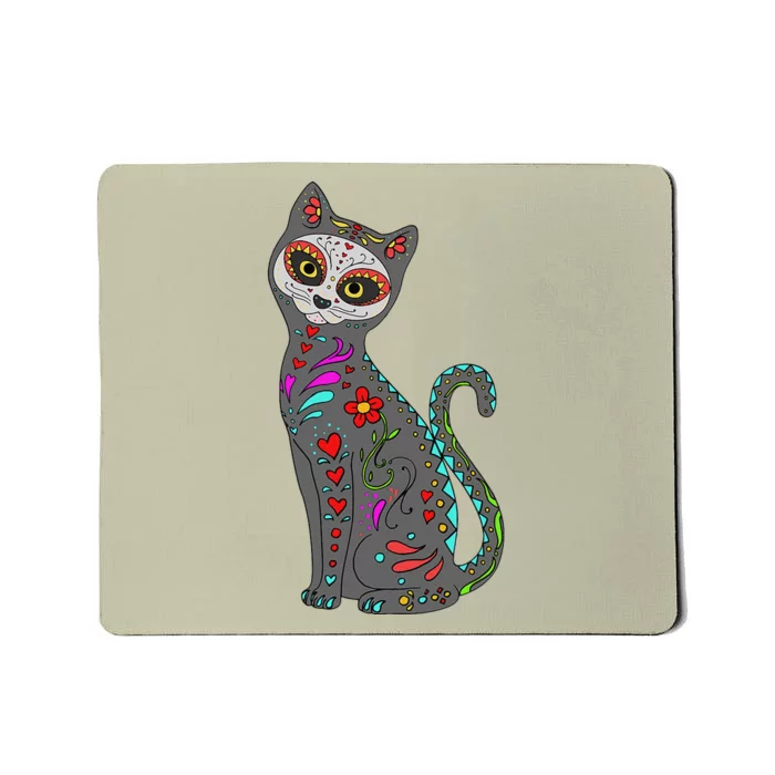 Day Of Dead Cat Mexican Cat Lover Cat Sugar Skull Mousepad