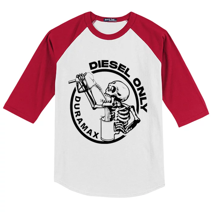 Diesel Only Duramax Lifted Truck Power Stroke Diesel Can Kids Colorblock Raglan Jersey