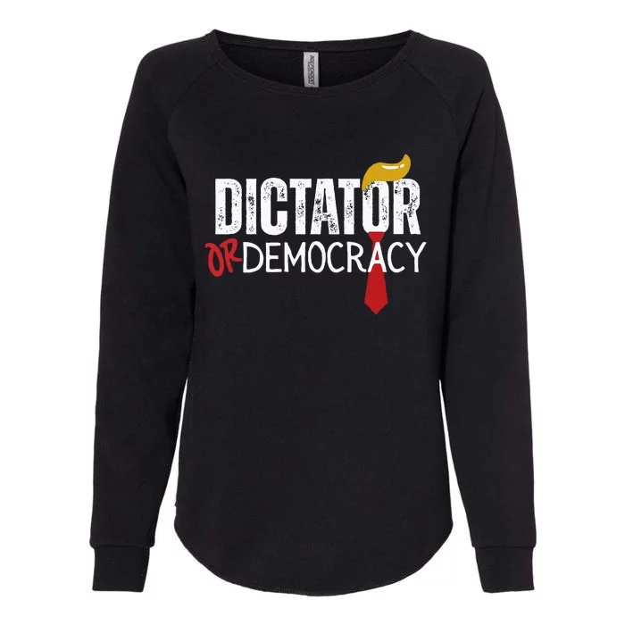 Dictator Or Democracy Funny Trump Hair Tie Womens California Wash Sweatshirt