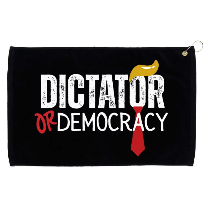 Dictator Or Democracy Funny Trump Hair Tie Grommeted Golf Towel