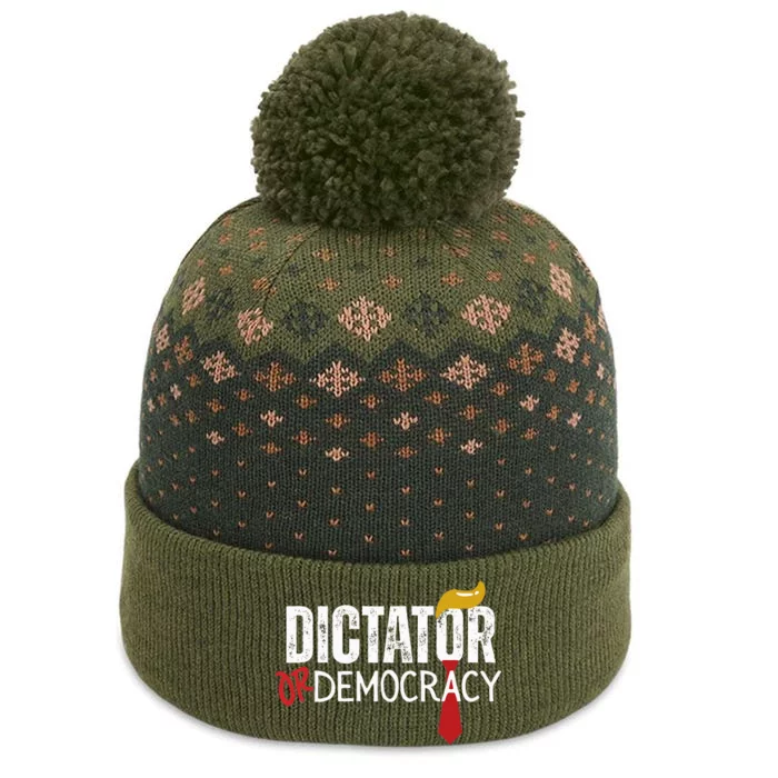 Dictator Or Democracy Funny Trump Hair Tie The Baniff Cuffed Pom Beanie