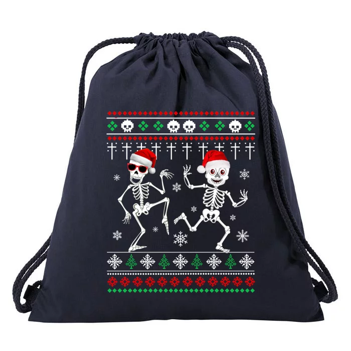 Dance Of Death Macabre Ugly Halloween Christmas Skeletons Gift Drawstring Bag