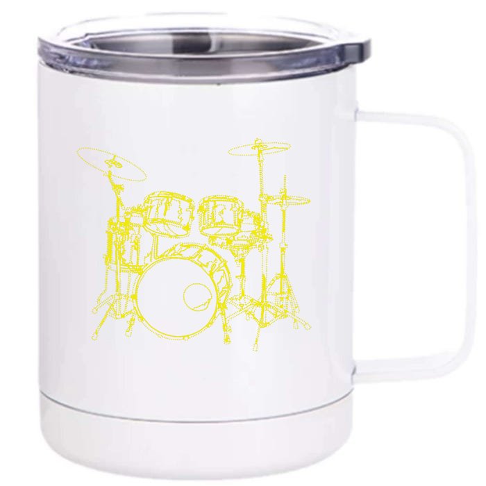 Drums Outline Front & Back 12oz Stainless Steel Tumbler Cup