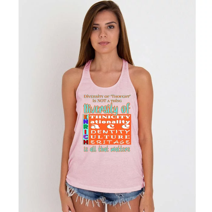 Diversity Of Enrich Antiracism Inclusion Dei Culture Gift Women's Knotted Racerback Tank