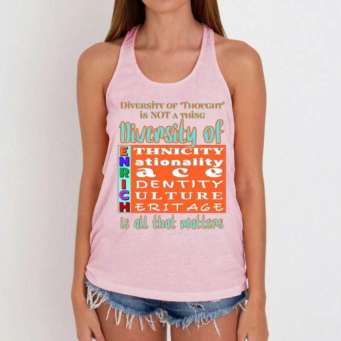 Diversity Of Enrich Antiracism Inclusion Dei Culture Gift Women's Knotted Racerback Tank