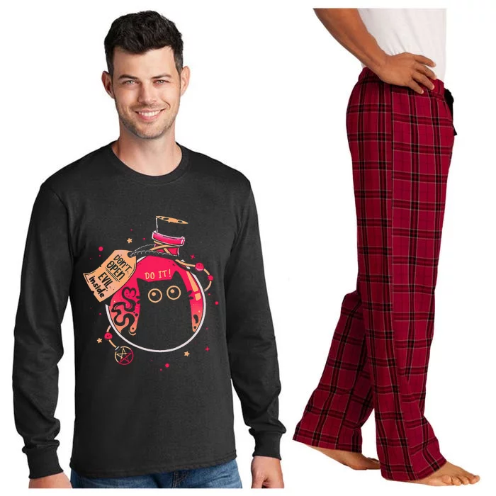 DonT Open Evil Inside Funny Cat Long Sleeve Pajama Set