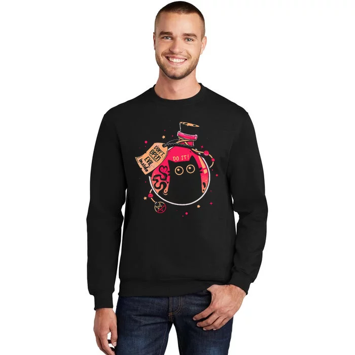 DonT Open Evil Inside Funny Cat Tall Sweatshirt