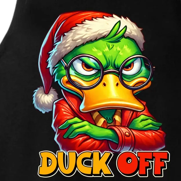 Duck Off Funny Sarcastic Grumpy Duck Christmas Ladies Tri-Blend Wicking Tank