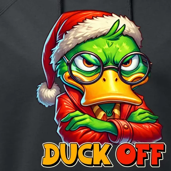 Duck Off Funny Sarcastic Grumpy Duck Christmas Performance Fleece Hoodie