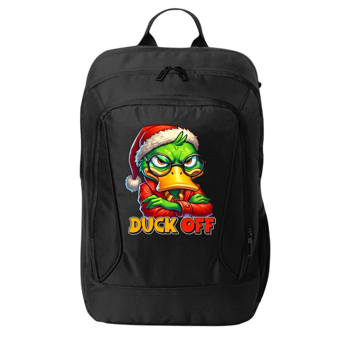 Duck Off Funny Sarcastic Grumpy Duck Christmas City Backpack