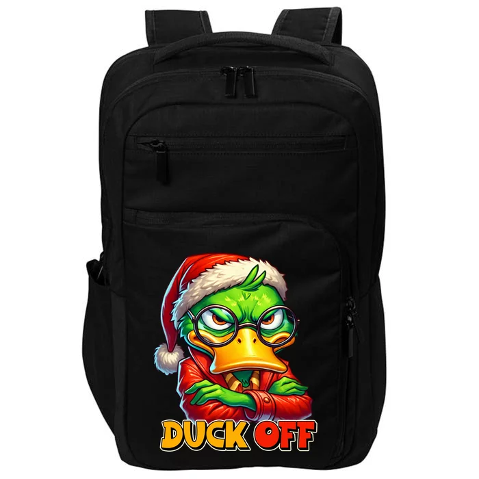 Duck Off Funny Sarcastic Grumpy Duck Christmas Impact Tech Backpack