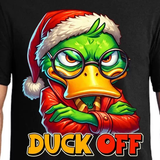 Duck Off Funny Sarcastic Grumpy Duck Christmas Pajama Set