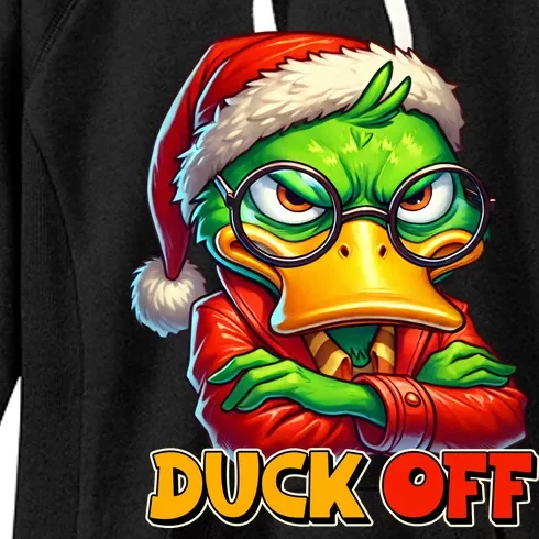 Duck Off Funny Sarcastic Grumpy Duck Christmas Women's Fleece Hoodie