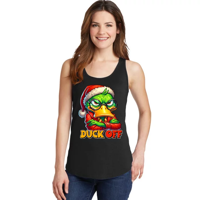 Duck Off Funny Sarcastic Grumpy Duck Christmas Ladies Essential Tank