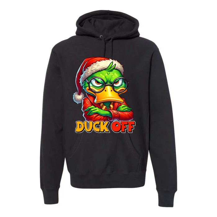 Duck Off Funny Sarcastic Grumpy Duck Christmas Premium Hoodie