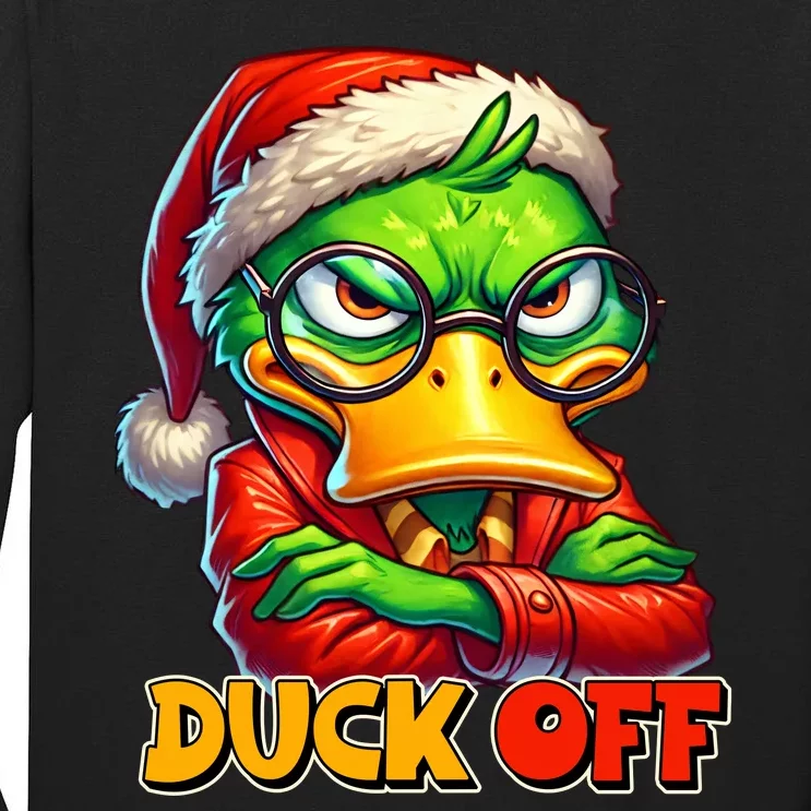 Duck Off Funny Sarcastic Grumpy Duck Christmas Tall Long Sleeve T-Shirt