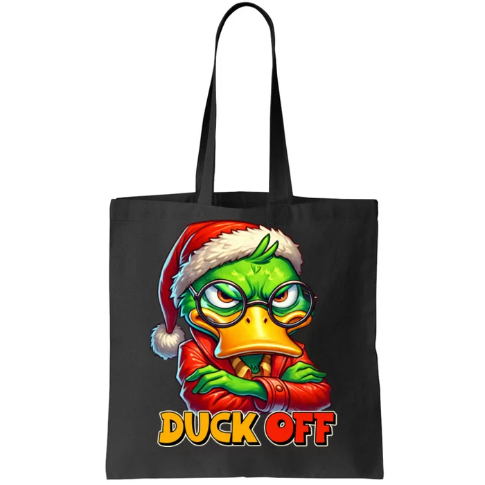 Duck Off Funny Sarcastic Grumpy Duck Christmas Tote Bag