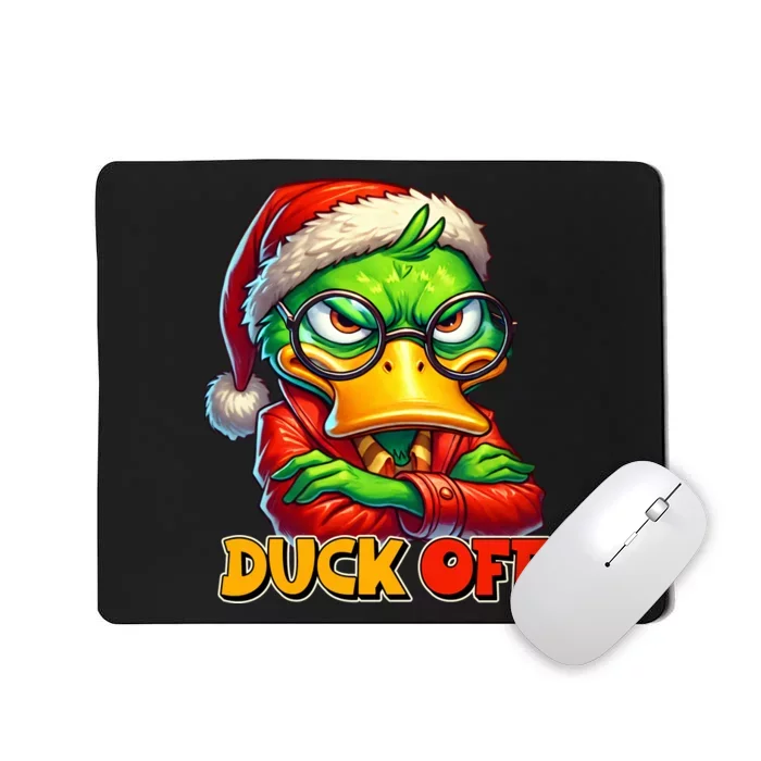 Duck Off Funny Sarcastic Grumpy Duck Christmas Mousepad