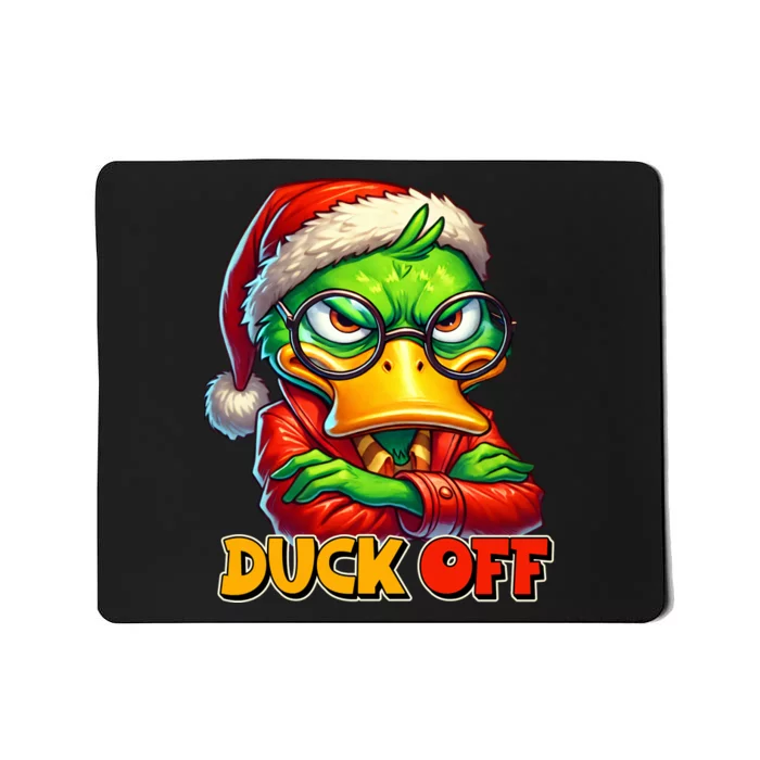 Duck Off Funny Sarcastic Grumpy Duck Christmas Mousepad