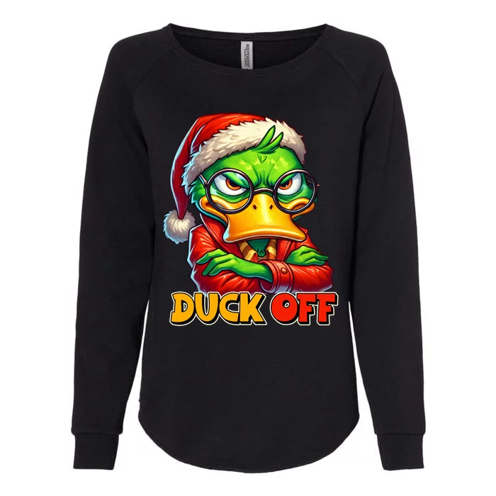 Duck Off Funny Sarcastic Grumpy Duck Christmas Womens California Wash Sweatshirt