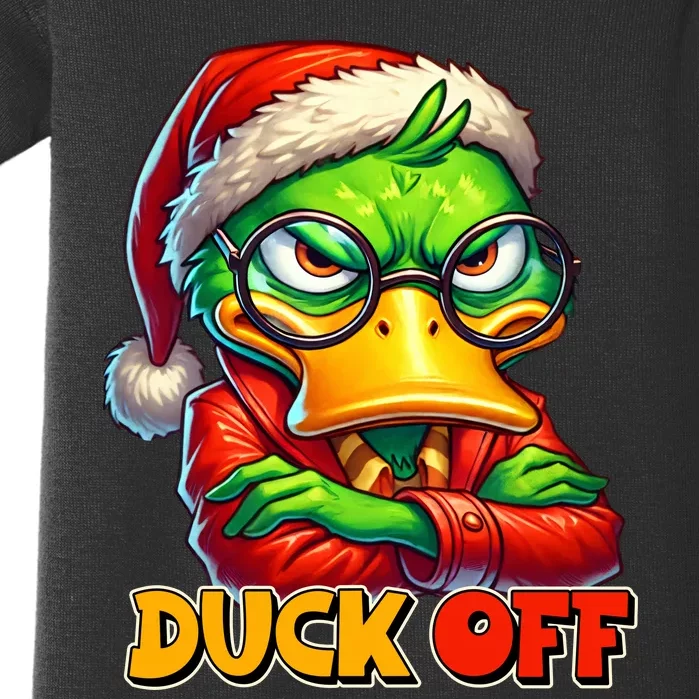 Duck Off Funny Sarcastic Grumpy Duck Christmas Baby Bodysuit