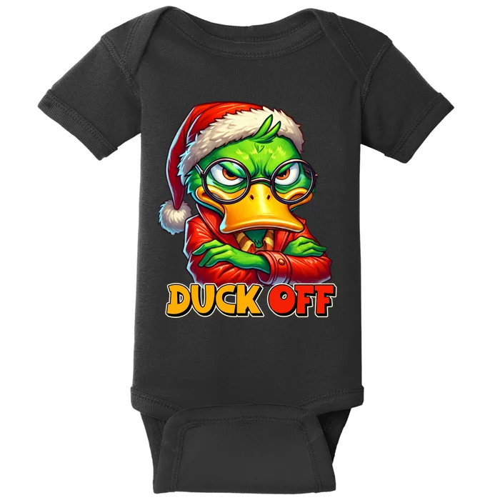 Duck Off Funny Sarcastic Grumpy Duck Christmas Baby Bodysuit