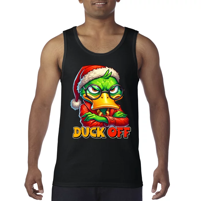 Duck Off Funny Sarcastic Grumpy Duck Christmas Tank Top