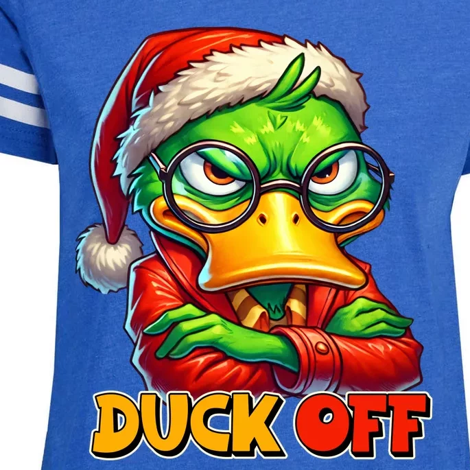 Duck Off Funny Sarcastic Grumpy Duck Christmas Enza Ladies Jersey Football T-Shirt