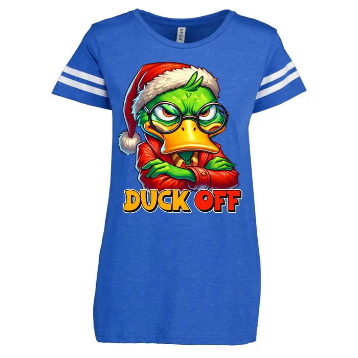 Duck Off Funny Sarcastic Grumpy Duck Christmas Enza Ladies Jersey Football T-Shirt